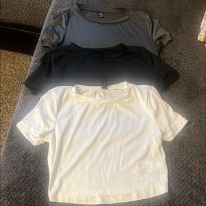 SHEIN Black and Gray Crop Top Short Sleeve T-Shirt